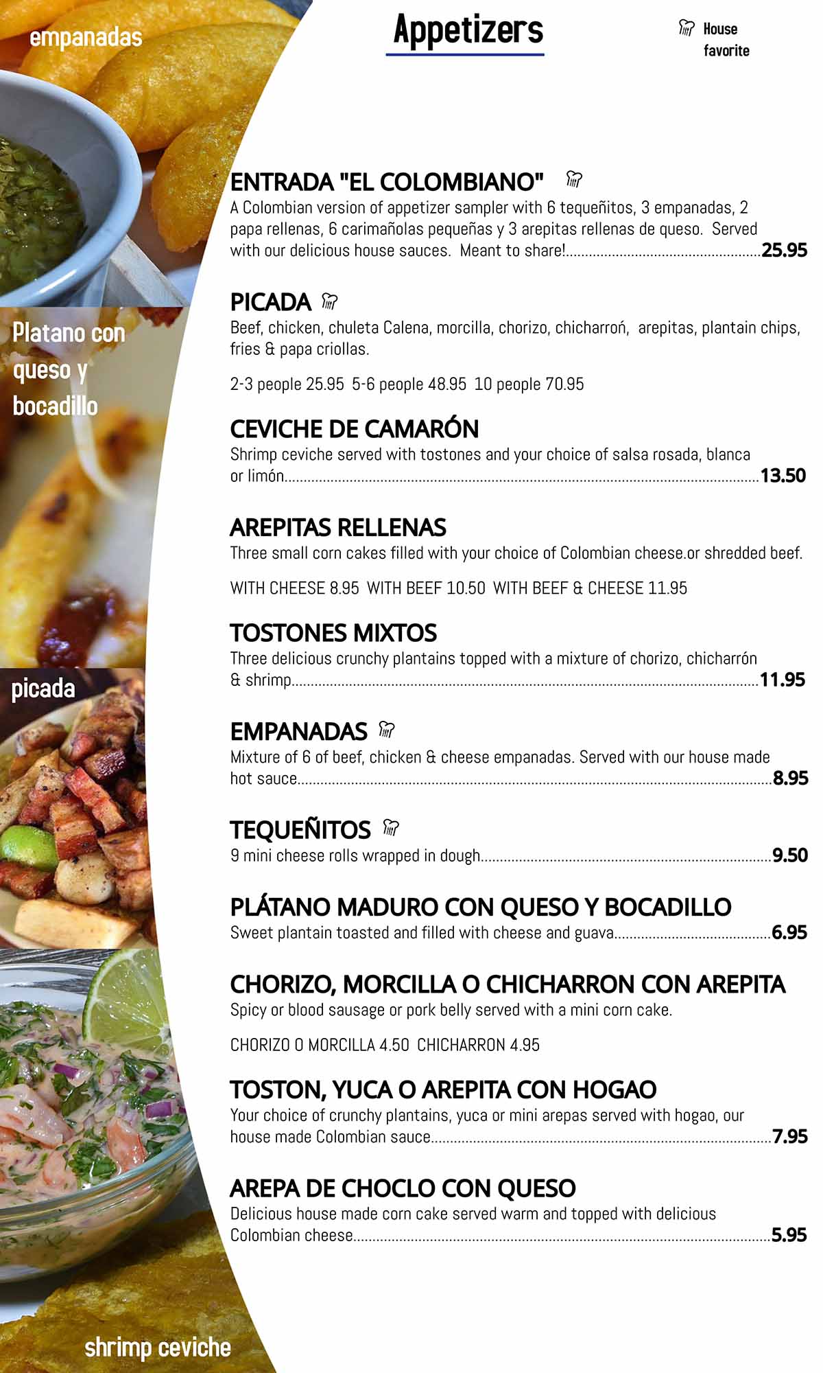 El Colombiano - Menu - Appetizers - Page 1