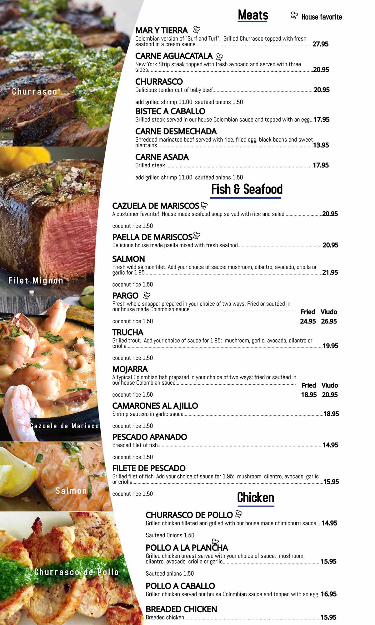 El Colombiano - Menu - Meats- Fish & Seafood - Chicken - Page 4